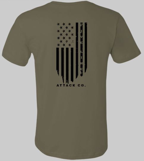 Five Line Attack Company Short Sleeve shirt with Flag